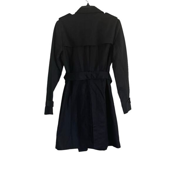 Liz Claiborne Double Breast Mid Length Trench Coat Black Size S - Picture 3 of 6